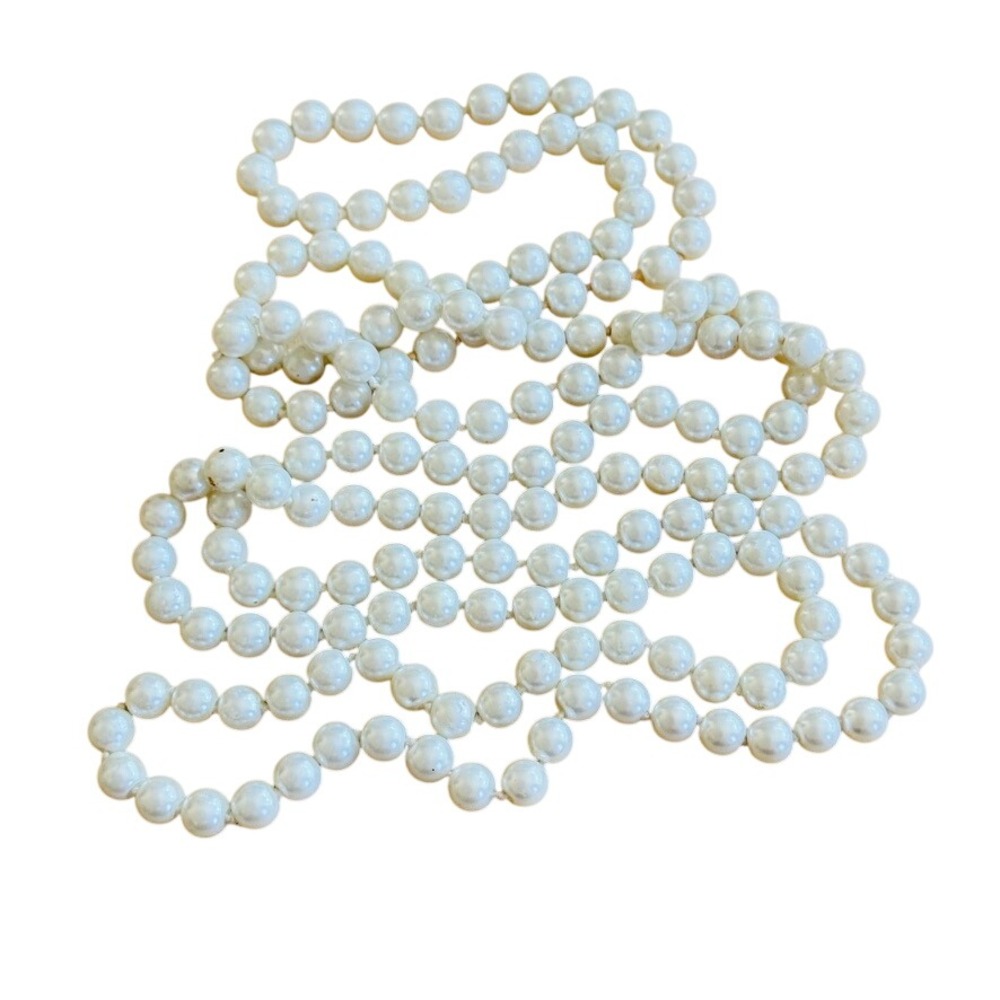 VTG Regal Pearl Necklace Statement Faux Glass Knotted Opera Flapper Long‎ 59"